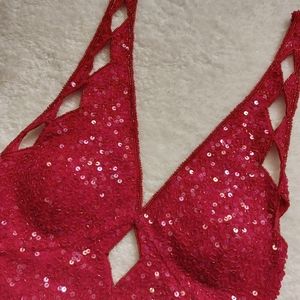 Vintage Sequin Maxi Red Dress